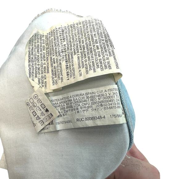 Zara Denim Short Mini Dress Light Wash Blue Long Sleeves Coverall Size Large - Picture 11 of 12